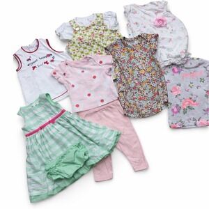 Baby Girl Clothing Bundle of 8 Size 6 Months Summer Ready Pink Green Floral Lot